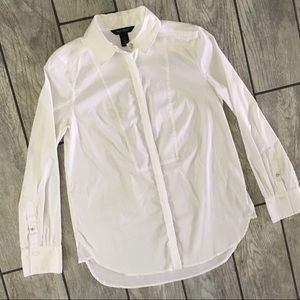 WHBM Tuxedo Dress Shirt Sz. 4 White Button Down